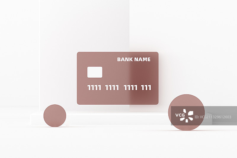 3D渲染简约透明银行卡插图图片素材
