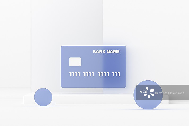 3D渲染简约毛玻璃材质银行卡插图图片素材