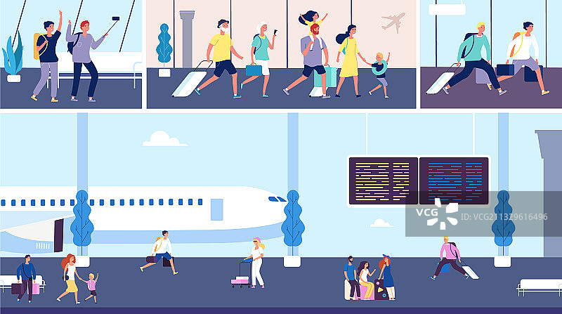 航站楼内的机场乘客旅客图片素材