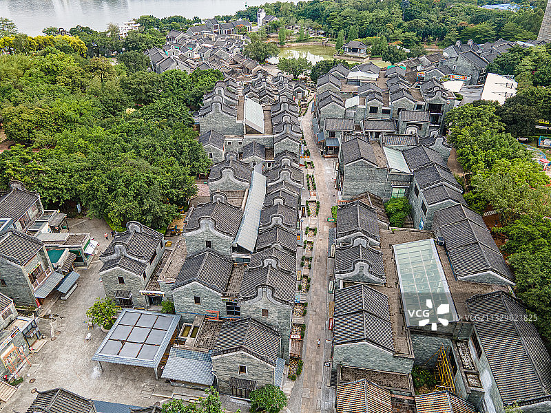 航拍广州岭南印象园建筑景观图片素材
