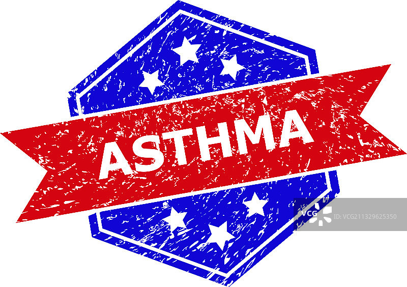 做旧效果的六边形双色哮喘水印图片素材