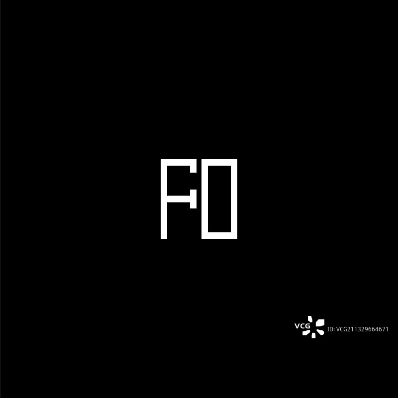 黑色背景上的F O字母创意设计标志图片素材
