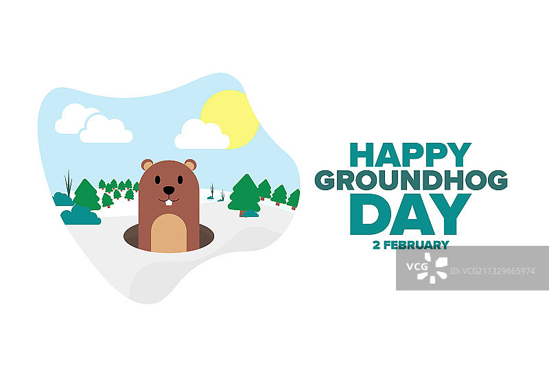 快乐的土拨鼠日：2月2日节日概念图片素材