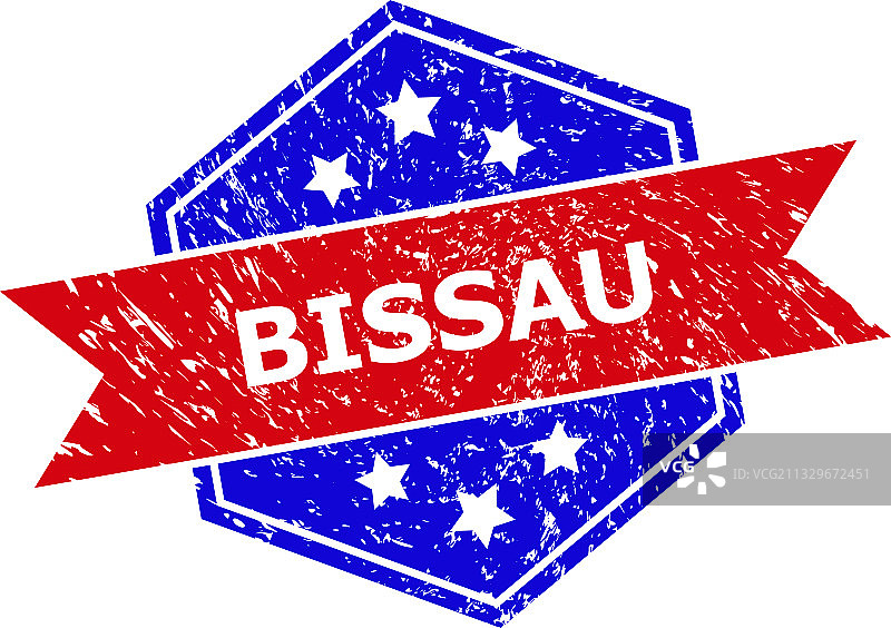 带刮痕的双色六边形比绍印章图片素材