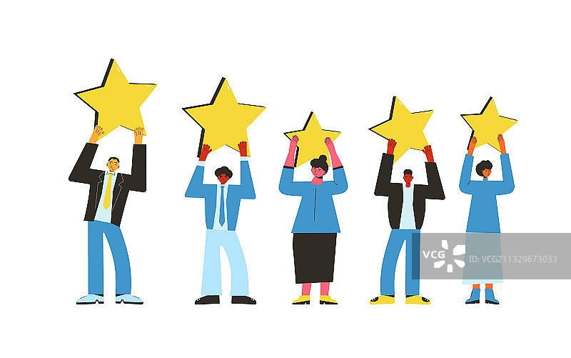 手捧星星的反馈概念人群图片素材