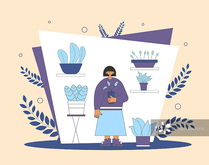 手捧室内盆栽的男人图片素材