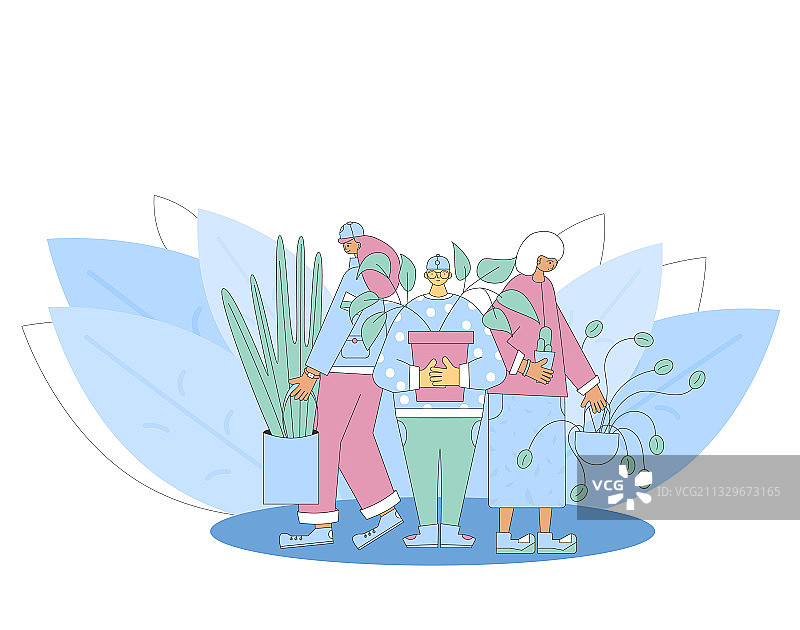 手捧室内盆栽的男人图片素材