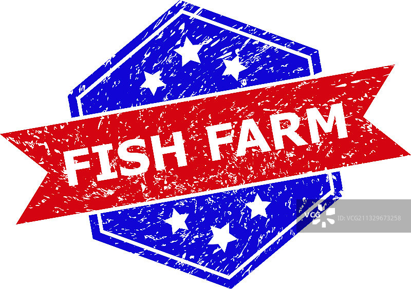 六边形双色养鱼场橡胶印章图片素材