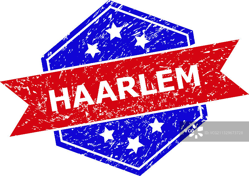 六边形双色哈勒姆橡胶印章图片素材