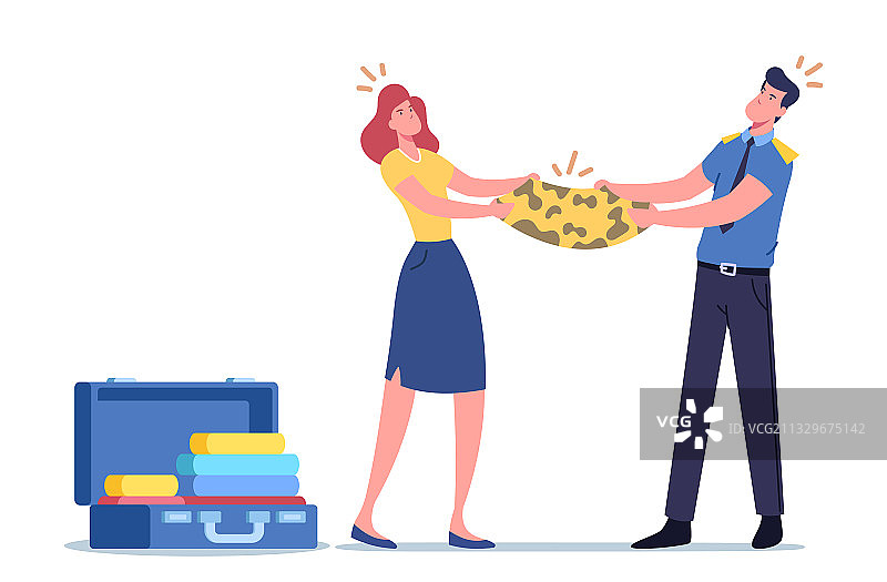 海关人员没收游客物品图片素材