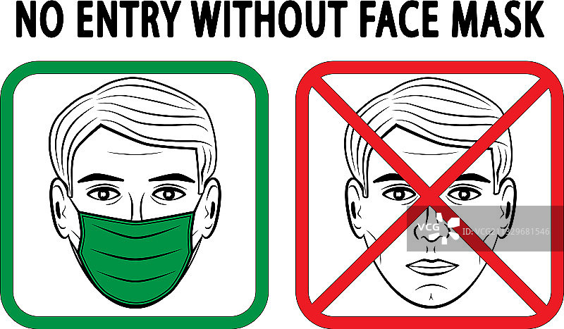 带有“禁止入内”字样的医疗口罩图片素材