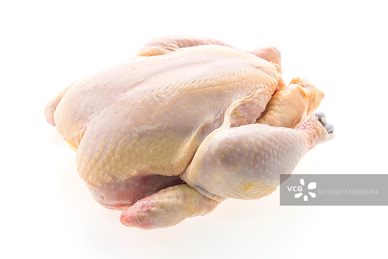 白色背景上的鸡肉特写图片素材