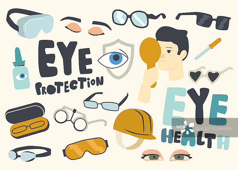 眼睛保护视力主题图标集图片素材