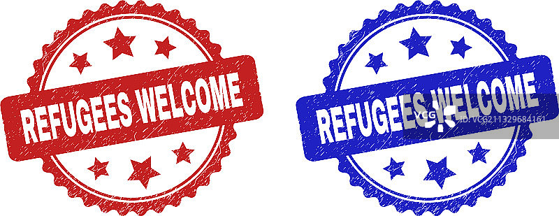 带有腐蚀效果的欢迎难民花环水印图片素材