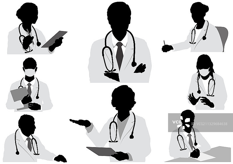 医生剪影组合图片素材