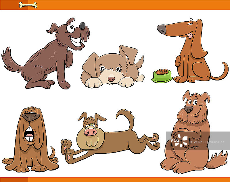 卡通小狗和小狗动物漫画角色图片素材