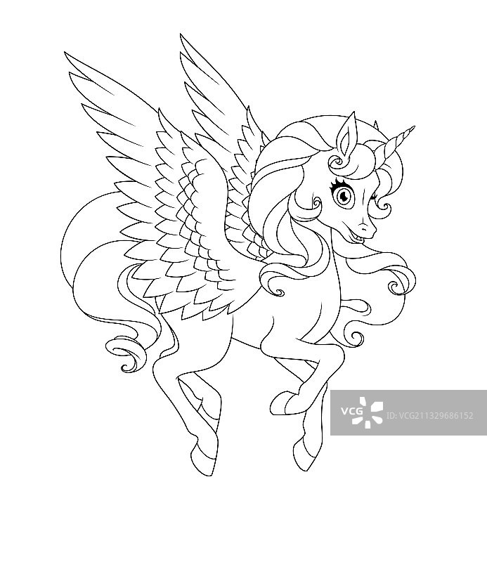 飞翔的独角兽涂色图图片素材