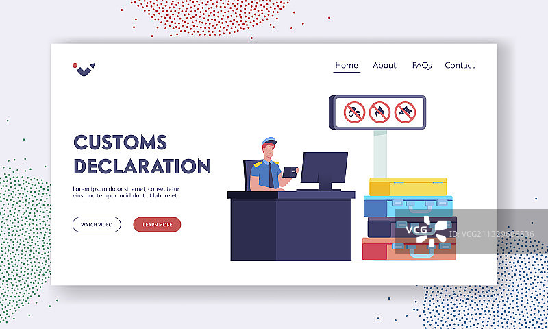 海关人员工作引导页模板（男）图片素材