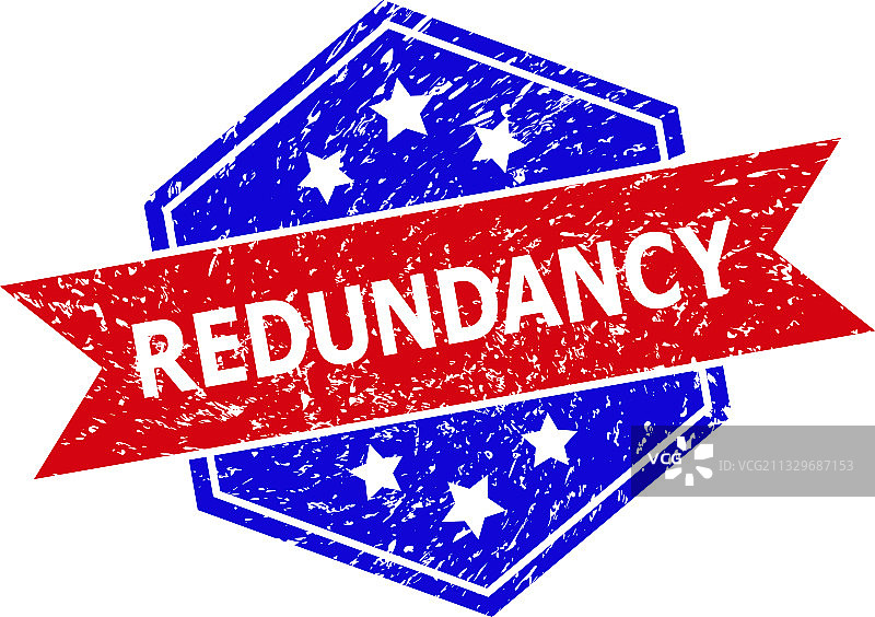 六边形双色冗余印章（带污渍）图片素材