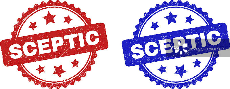 腐蚀纹理的怀疑论者花环印章图片素材