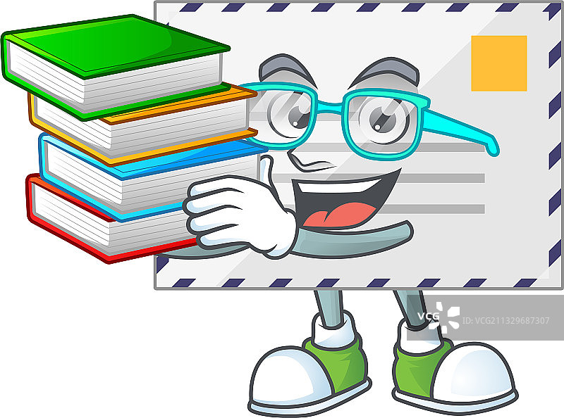 手持书籍的卡通学生吉祥物设计图片素材