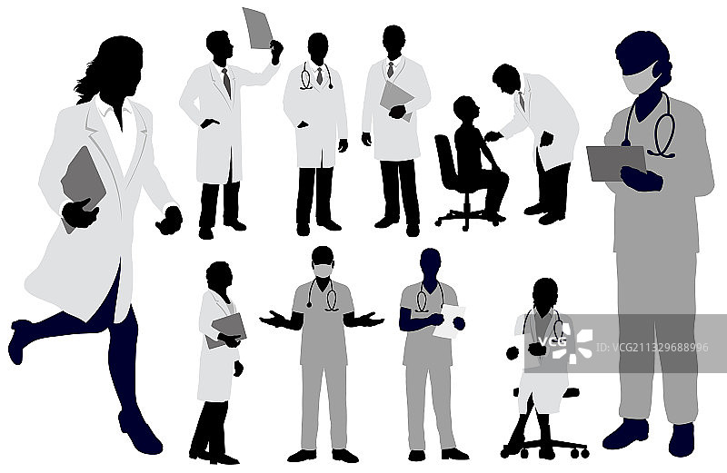 医生和护士剪影图片素材