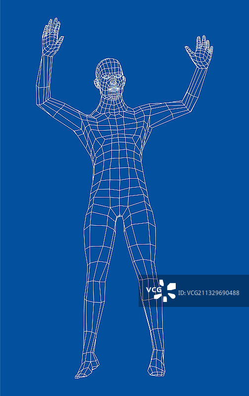 线框跳跃的男人图片素材