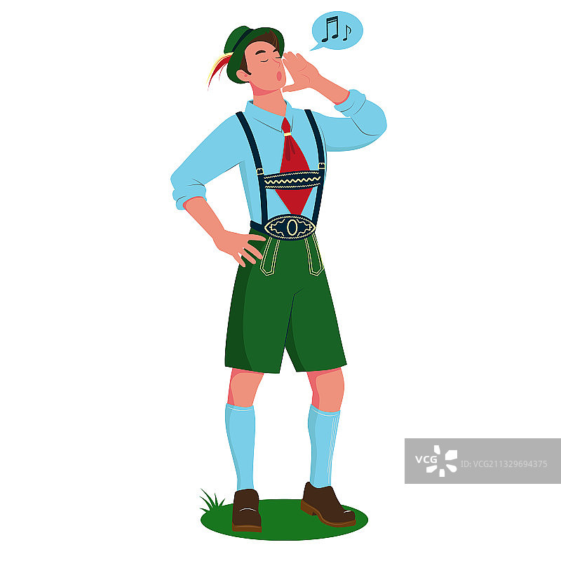 年轻男子用传统方式唱约德尔调图片素材