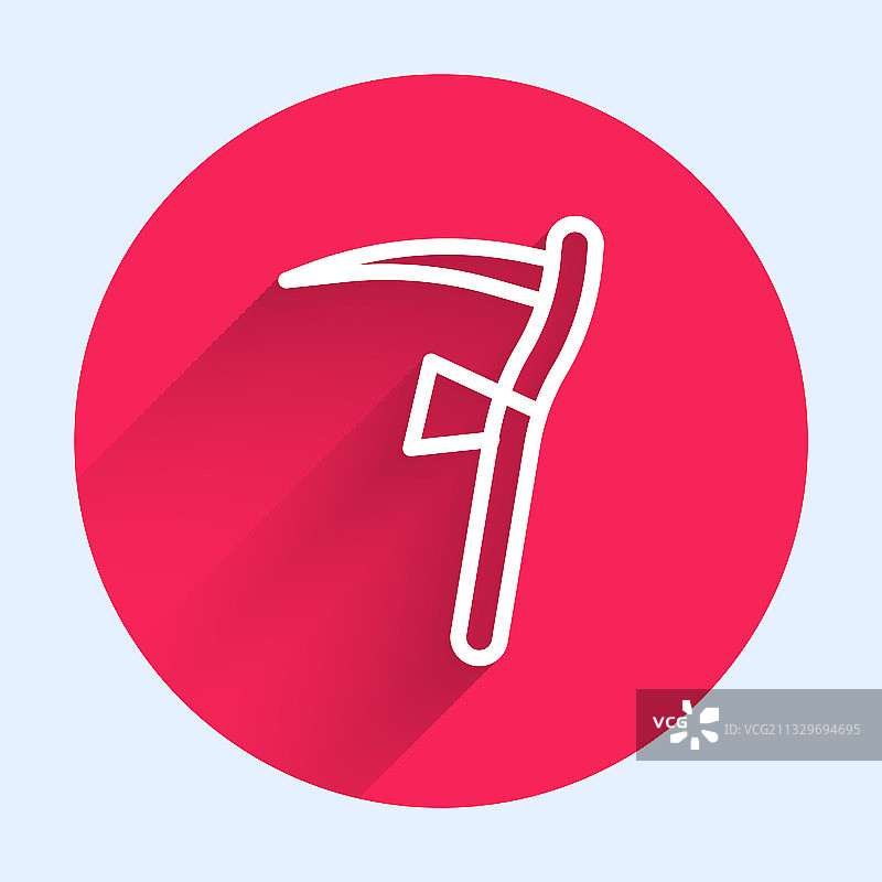 带有长阴影的白色线条镰刀图标图片素材