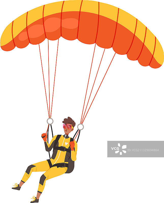 男子使用降落伞滑翔图片素材