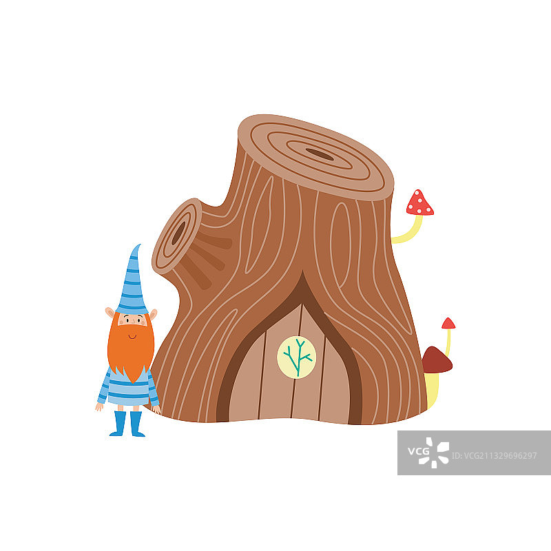 卡通童话小矮人与神话般的木屋图片素材
