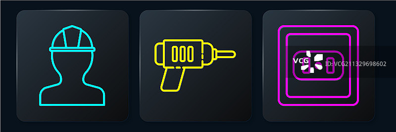 工人安全帽、电源插座图片素材