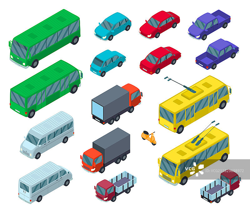 3D等距视角的彩色汽车标志图标集图片素材