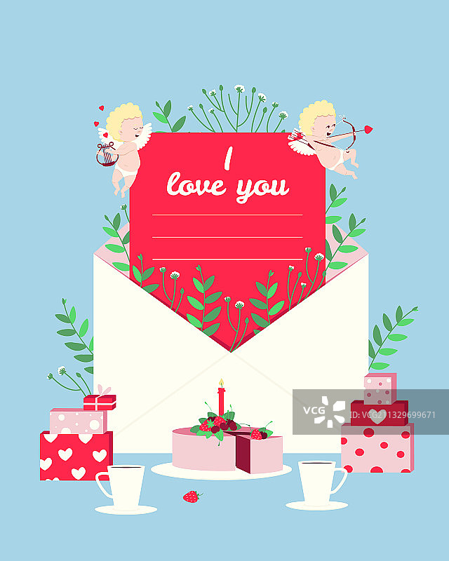 爱的告白明信片图片素材