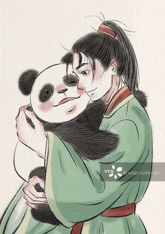 抱抱大熊猫图片素材