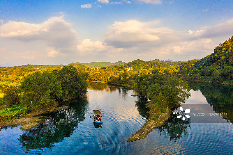 婺源月亮湾景区航拍风光图片素材