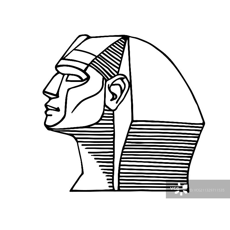 吉萨狮身人面像黑色墨线头像图片素材