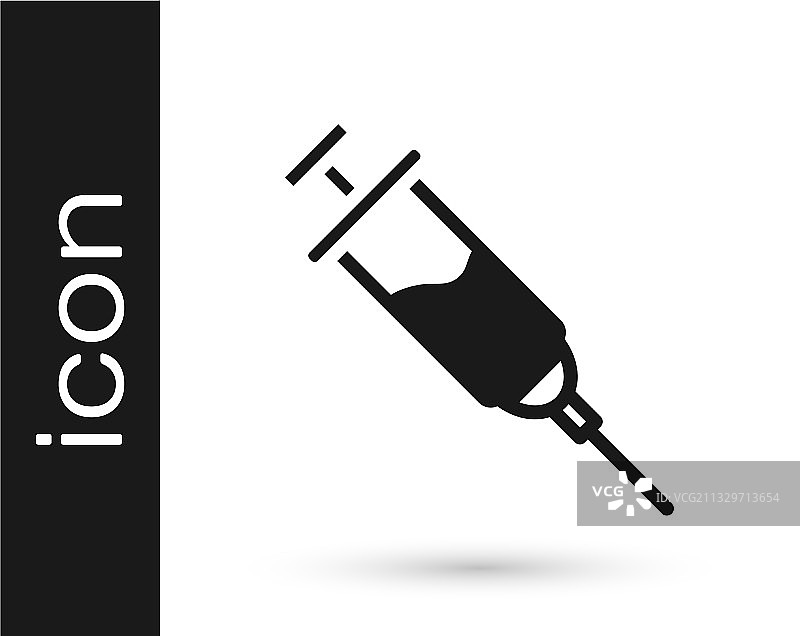 白色背景上的黑色兴奋剂注射器图标图片素材