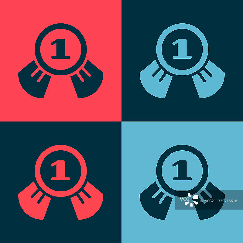 波普艺术风格的彩色背景奖章图标图片素材