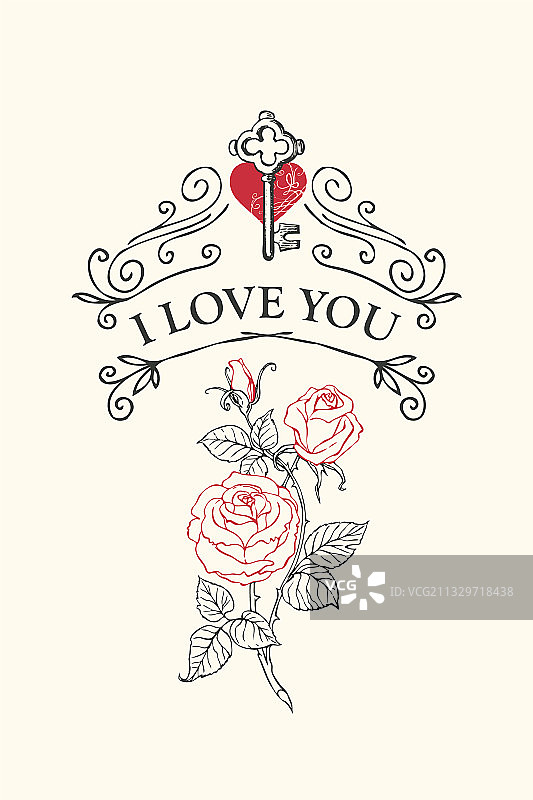 我爱你复古贺卡图片素材