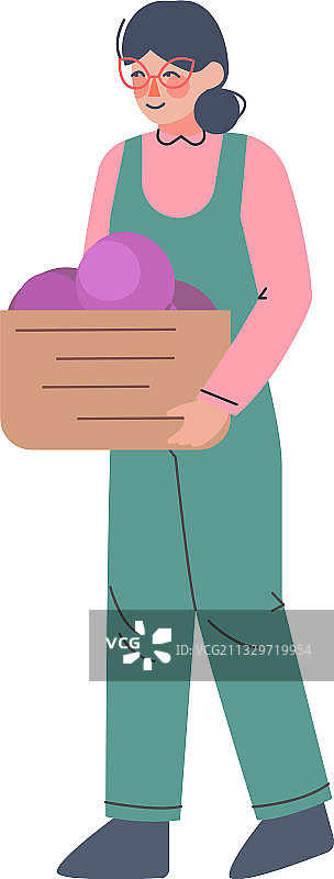 carrying wooden box with freshly图片素材