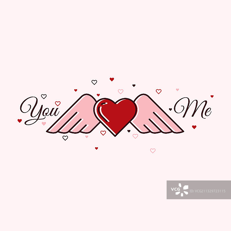 扁平风格的翅膀心形图片素材