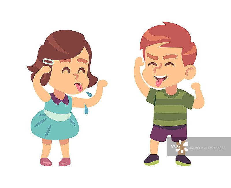 男孩和女孩互相戏弄图片素材