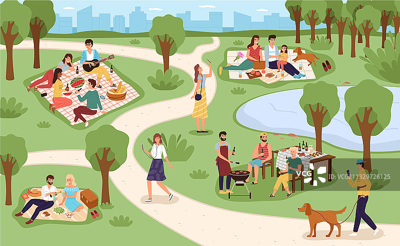 公园野餐家庭城市公园休息图片素材