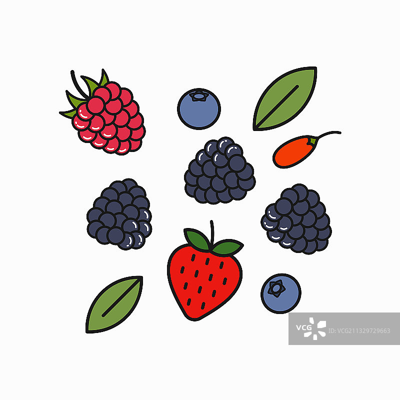 覆盆子蓝莓枸杞混合标志图片素材