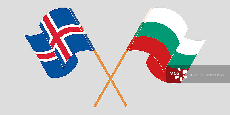 冰岛和保加利亚交叉旗帜图片素材