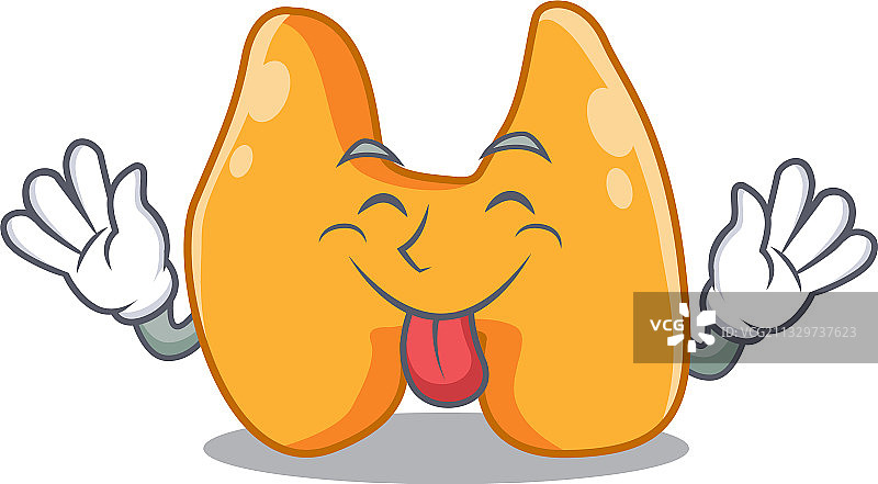 有趣的甲状腺卡通设计，吐着舌头图片素材