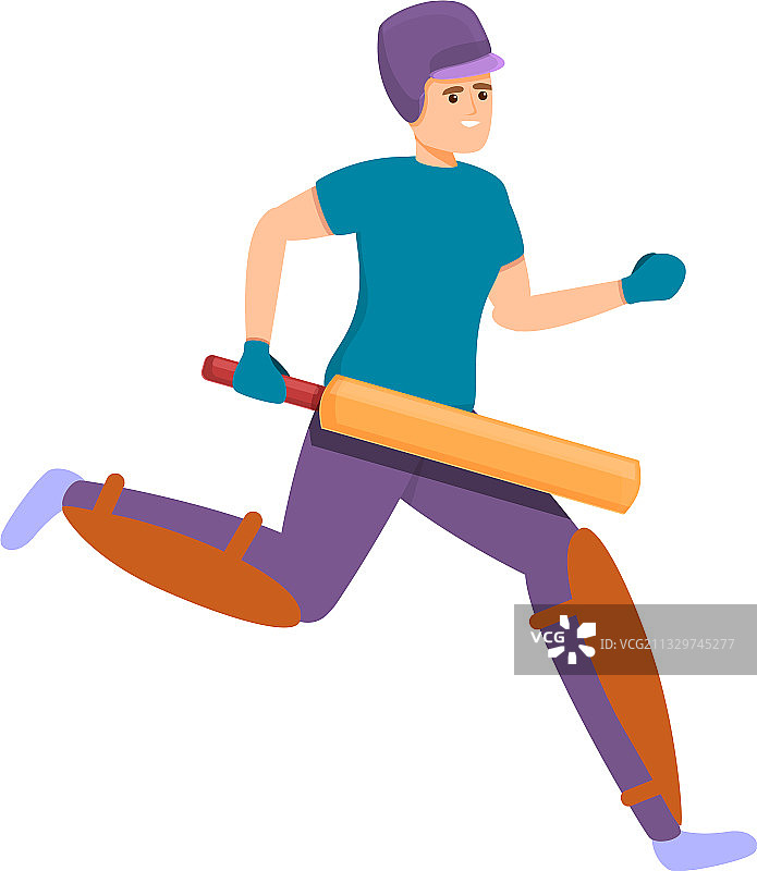 卡通风格的板球奔跑图标图片素材