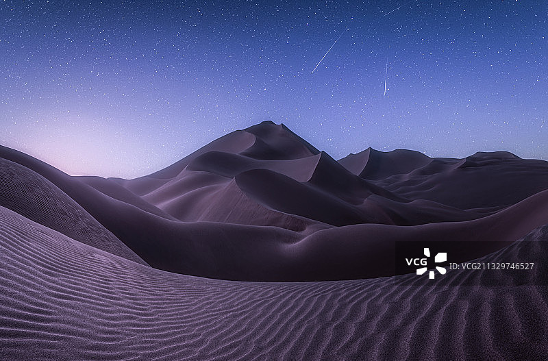 沙山星夜图片素材