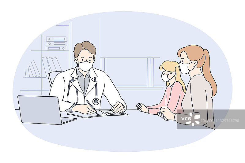 新冠疫情期间拜访儿科医生图片素材